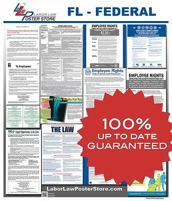 2021 Florida Fl State & Federal All In One Labor Law Poster Workplace Compliance